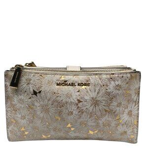 Michael Kors Gold Floral Embossed Leather Karla Wristlet